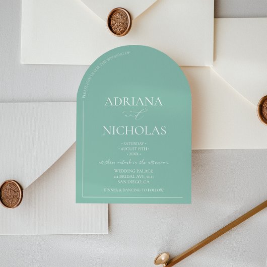 Grüne einfache moderne Hochzeit Einladung