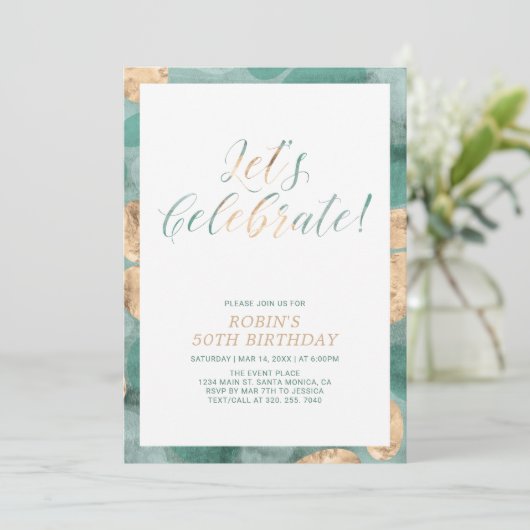 Grüne einfache moderne Muster Erwachsene Geburtsta Einladung (Stehend Vorderseite)