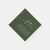 Grüne, einfache, moderne Script-Spaß-Fakten Hochze Serviette (Ecke)