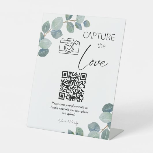 Grüne einfache Share-Hochzeitsstipps mit QR-Code Sockelschild (Vorderseite)