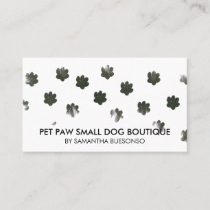 Grüne einfache Wasserfarbe Hund Katze Pfoten Visitenkarte