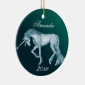 Grüne Einhorn-Fantasie Keramikornament (Rechts)