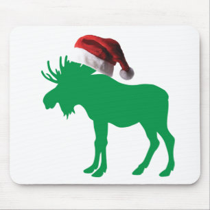 Grüne Elche mit einem Weihnachtshut für Chroistmas Mousepad