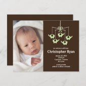 Grüne Elefant-Baby-Geburt Annoucement Einladung (Vorne/Hinten)