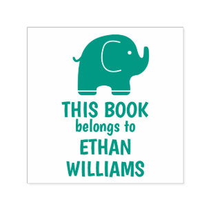Grüne Elefant-Briefmarke Dieses Buch gehört Permastempel