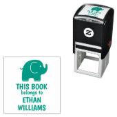 Grüne Elefant-Briefmarke Dieses Buch gehört Permastempel (Beispiel)