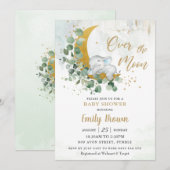 Grüne Elefant über der Moon Boy Baby Dusche Einladung (Vorne/Hinten)