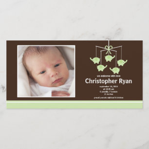 Grüne Elefanten Baby Boy Birth Annoucement Ankündigung