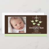 Grüne Elefanten Baby Boy Birth Annoucement Ankündigung (Vorne/Hinten)