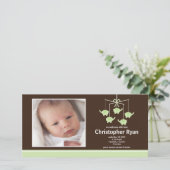Grüne Elefanten Baby Boy Birth Annoucement Ankündigung (Stehend Vorderseite)