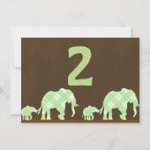 Grüne Elefanten Braun Moderne Geburtstagspartei Einladung (Rückseite)
