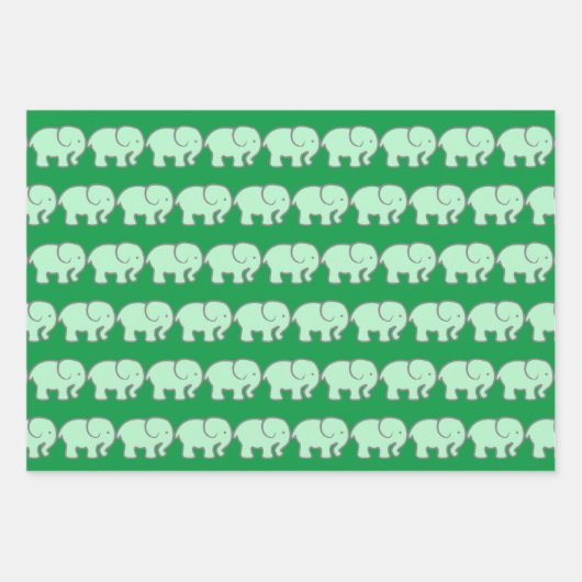 Grüne Elefanten Design Wrapping Paper Geschenkpapier Set (Vorderseite 3)