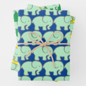 Grüne Elefanten Design Wrapping Paper Geschenkpapier Set (Beispiel)