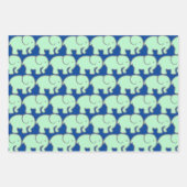 Grüne Elefanten Design Wrapping Paper Geschenkpapier Set (Vorderseite)