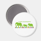 Grüne Elefanten laufen Magnet (Vorderseite/Rückseite)