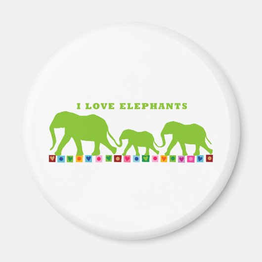 Grüne Elefanten laufen Magnet (Vorne)