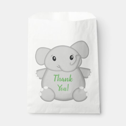 Grüne ElefantenGeburtstagspartei Geschenktütchen (Vorderseite)