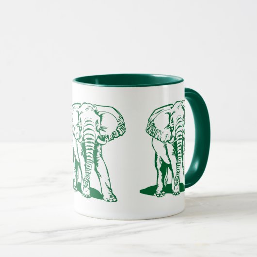 Grüne Elefantenlinie des niedlichen Jägers Zeichne Tasse (VorderseiteRechts)