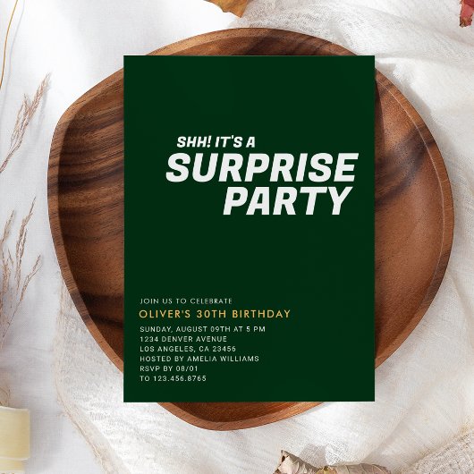Grüne Elegant & Moderne Überraschung Geburtstagspa Einladung