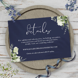 Grüne Elegant Navy Blue Wedding Details Begleitkarte