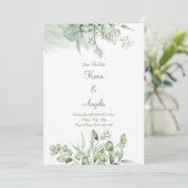 Grüne Elegant Rett Datum der Einladung (Stehend Vorderseite)