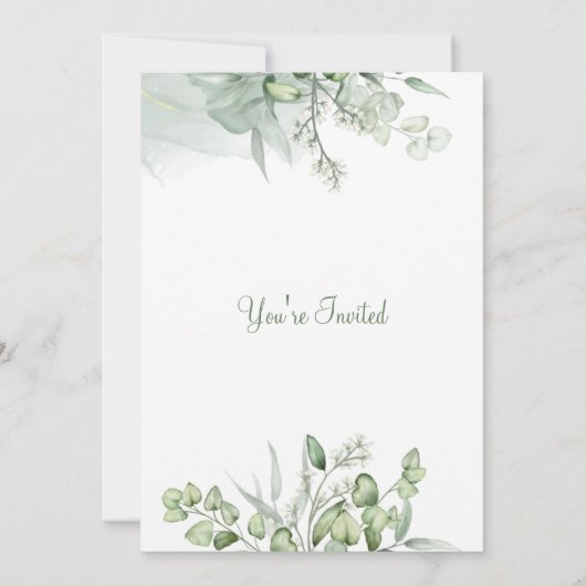 Grüne Elegant Rett Datum der Einladung (Rückseite)