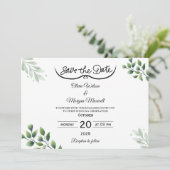 Grüne Elegant Save the Date Einladung (Stehend Vorderseite)
