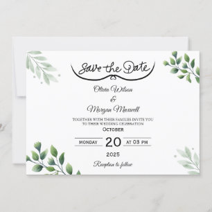Grüne Elegant Save the Date Einladung