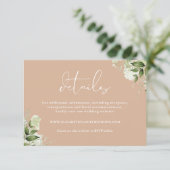 Grüne Elegant Tan Wedding Details Begleitkarte (Stehend Vorderseite)