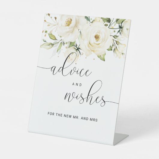 Grüne Elegant Weiße Rosenempfehlung und Wünsche Sockelschild (Vorderseite)