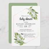 Grüne elegante Babydusche - Einladung (Vorne/Hinten)