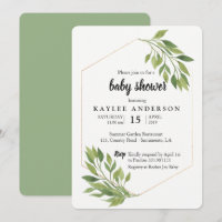 Grüne elegante Babydusche - Einladung