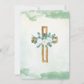 Grüne Elegante Blumen Custom Foto Taufe Einladung (Rückseite)