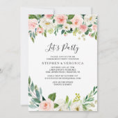Grüne Elegante Blumen Party Einladung (Vorderseite)