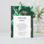 Grüne Elegante Blumenfeier zur Beerdigung des Lebe Dankeskarte (Stehend Vorderseite)
