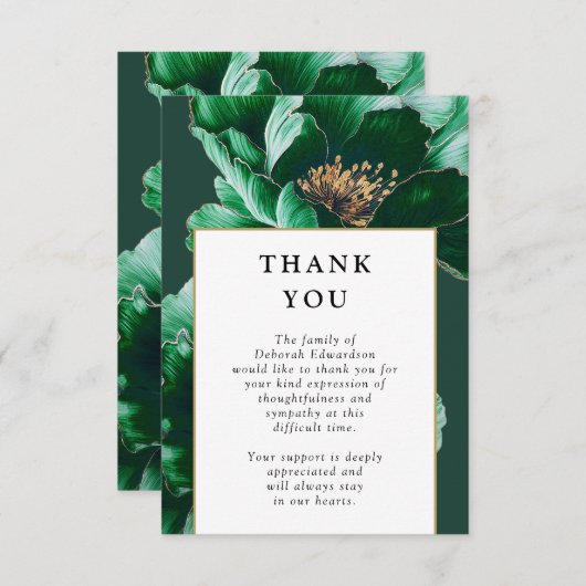 Grüne Elegante Blumenfeier zur Beerdigung des Lebe Dankeskarte (Vorne/Hinten)