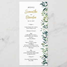 Grüne elegante botanische Blätter Hochzeit Menükarte