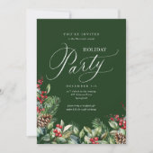 Grüne elegante botanische Script-Feier Einladung (Vorderseite)