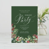 Grüne elegante botanische Script-Feier Einladung (Stehend Vorderseite)