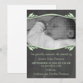 Grüne Elegante Chalkboard Baby Ankündigung (Vorne/Hinten)