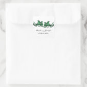 Grüne Elegante Drachen Hochzeitsticker Quadratischer Aufkleber (Tasche)