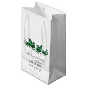 Grüne elegante Dragons Hochzeitsgeschenk-Tasche Kleine Geschenktüte (Vorderseite Schrägansicht)