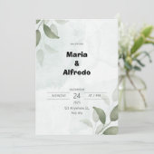Grüne Elegante Einladung zur Hochzeit (Stehend Vorderseite)