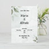 Grüne Elegante Einladung zur Hochzeit (Stehend Vorderseite)