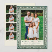 Grüne elegante Fliesenborder-Foto Feiertagskarte (Vorne/Hinten)