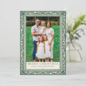 Grüne elegante Fliesenborder-Foto Feiertagskarte (Stehend Vorderseite)