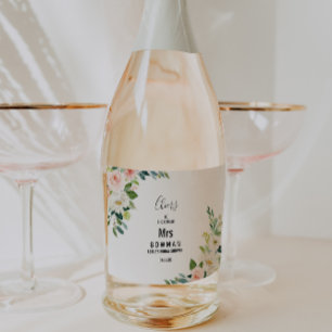 Grüne Elegante Florale Brautparty Schaumweinetikett