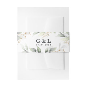 Grüne Elegante Grün und Gold Rustikale Hochzeit Einladungsbanderole