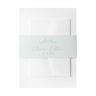 Grüne Elegante Hand Drawn Bow Wedding Einladungsbanderole