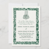 Grüne Elegante Islamische Hochzeit Nikah mit QR-Co Einladung (Vorderseite)